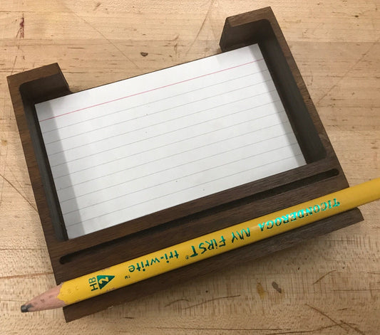 Card Holder for 4 x 6 note cards with pencil holder - Great for holding Recipes, or organizing yourself (Shown in walnut)