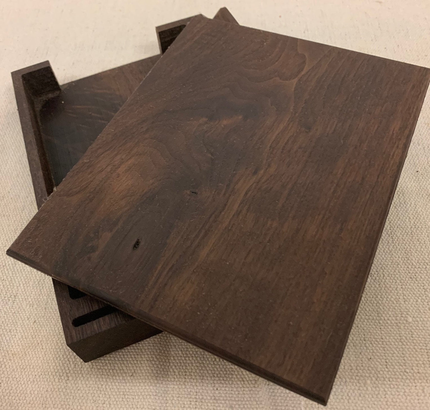 Card Holder for 6 X 4 note cards - with pencil holder and cover - Great for holding notes, or organizing yourself (Shown in walnut)