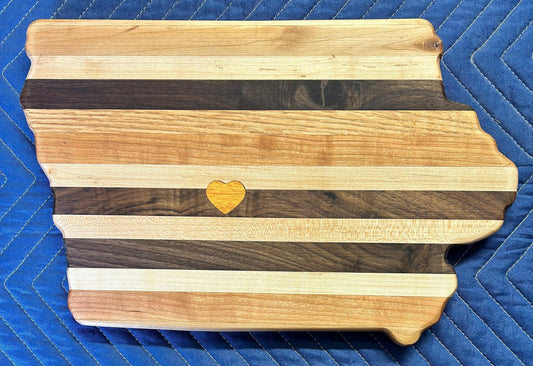 Heart of Iowa cutting board