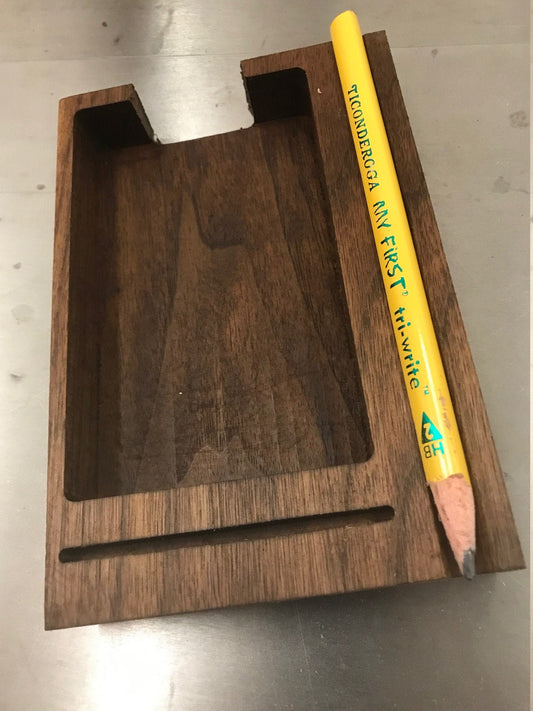 Card Holder for 5 X 3 note cards - with pencil holder - Great for holding notes, or organizing yourself (Shown in walnut)