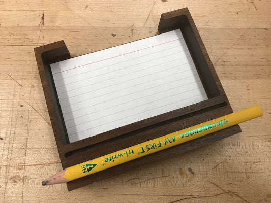 Card Holder for 3 X 5 note cards - Includes pencil/pen holder - Great for holding Recipes, or organizing yourself (Shown in walnut)