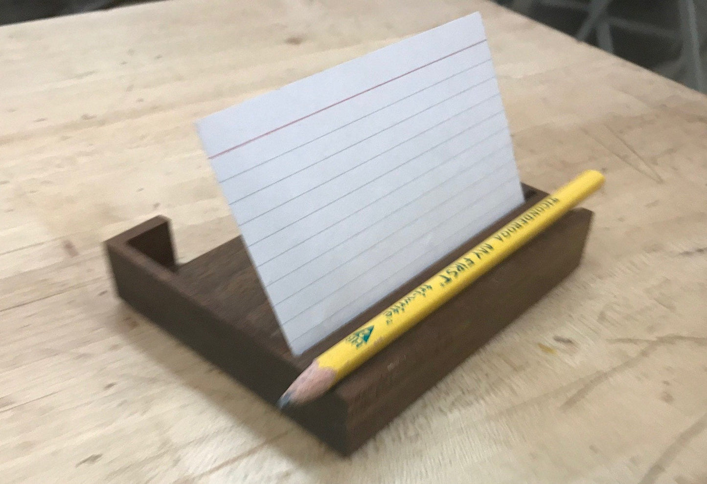 Card Holder for 3 X 5 note cards - Includes pencil/pen holder - Great for holding Recipes, or organizing yourself (Shown in walnut)