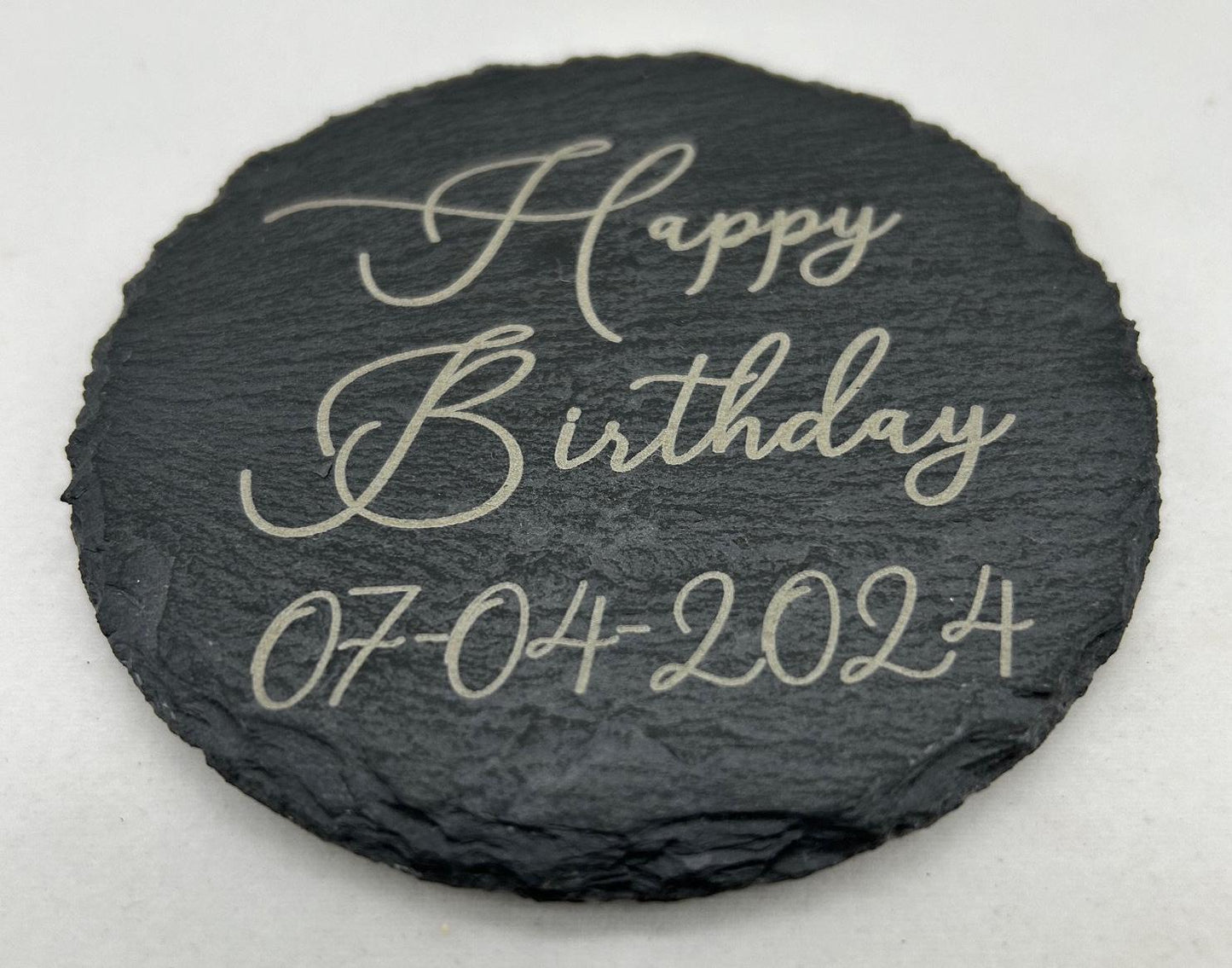 4" Engraved Black Slate Coasters - Make them say what you want!