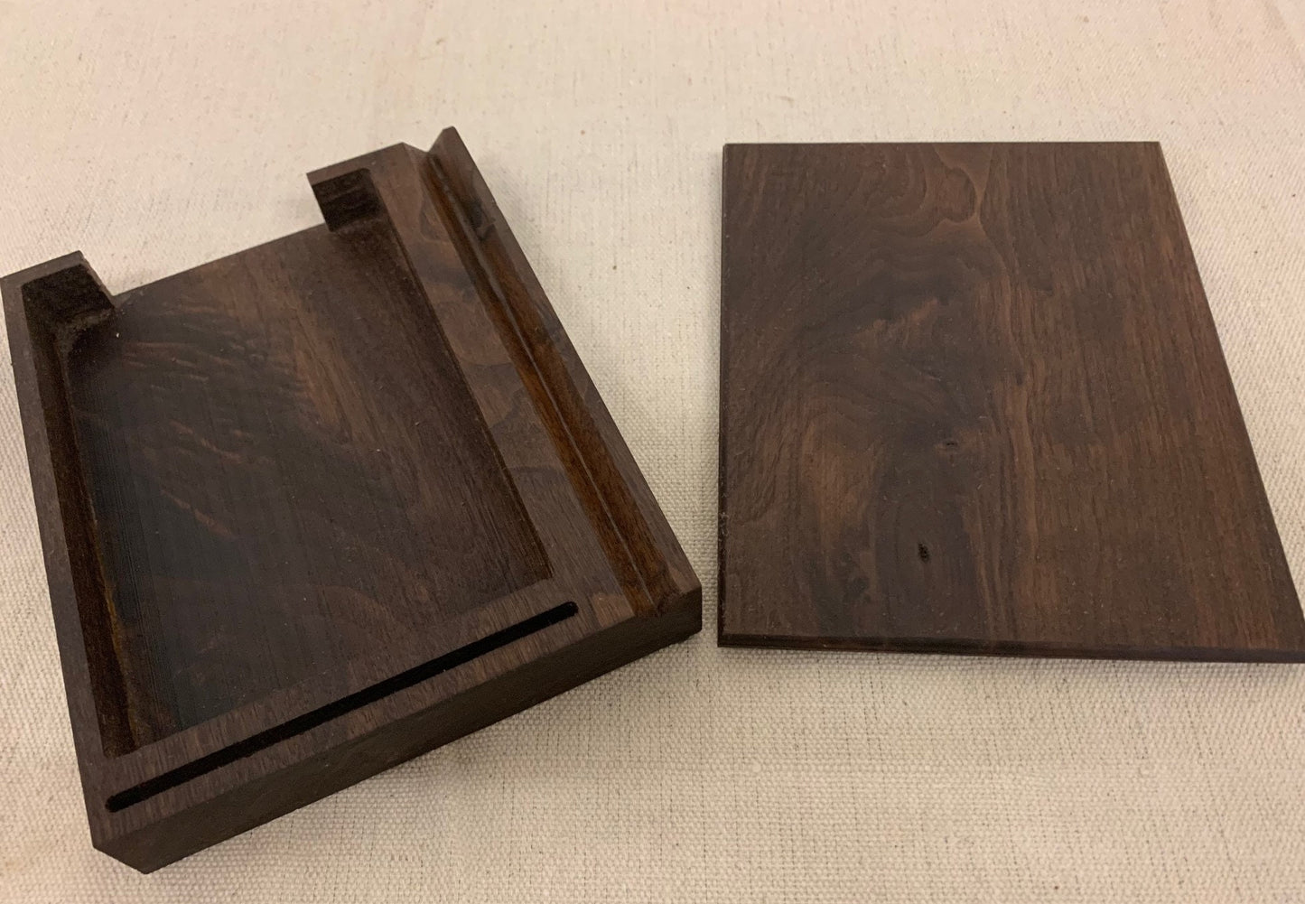 Card Holder for 6 X 4 note cards - with pencil holder and cover - Great for holding notes, or organizing yourself (Shown in walnut)